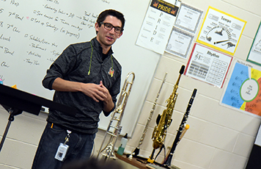  Braden Smart kicks off 2021-22 school year in-person with his band and choir students.