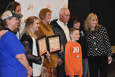  Inspiration View Elementary staff celebrate Fantastic 49 honorees.